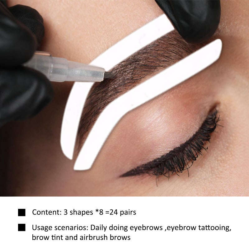 ROBOHOOK 24 Pairs Eye Brow Stencils for Women,Disposable Eyebrow Tape,3 Eyebrow Shapes,Suitable for Dyeing,Makeup,and Airbrush Coloring - Image 3